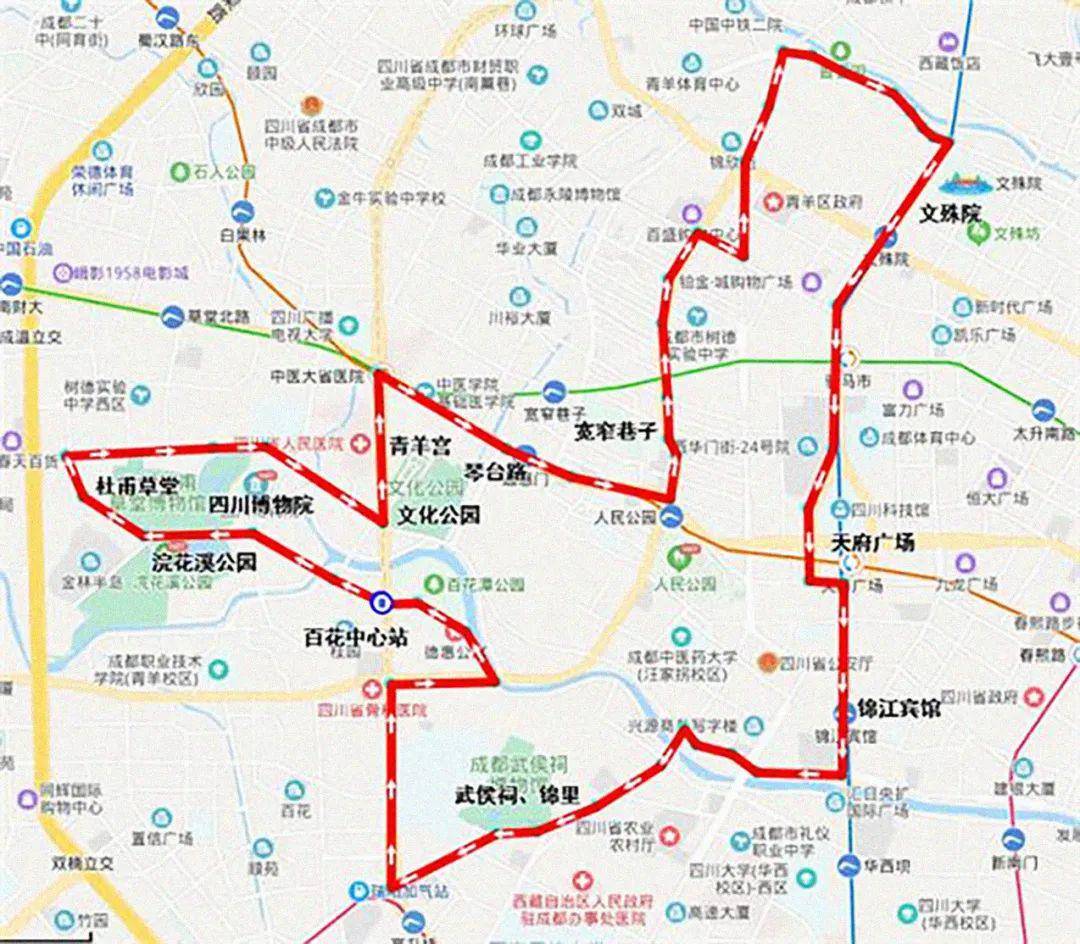 青羊宫(文化公园,通惠门(琴台故径,宽窄巷子,文殊院(坊,人民南路一