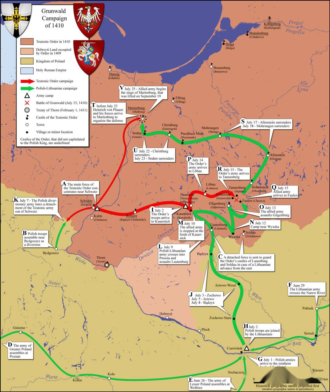 条顿骑士团的转折点1410年坦能堡战役格伦瓦德战役