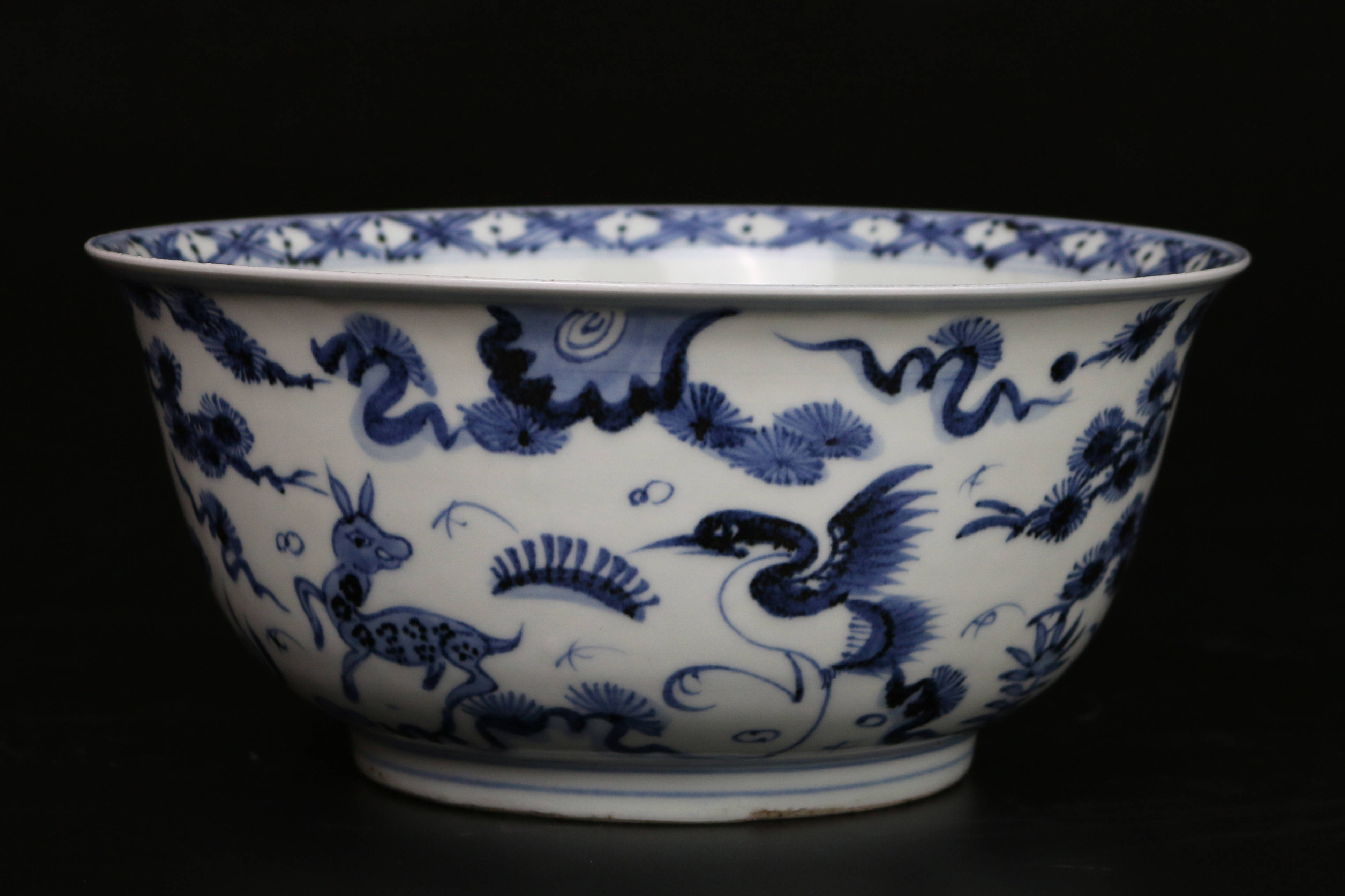 【一拍集合】清 青花鹿鹤同春(六合同春)碗—臻选瓷器赏析