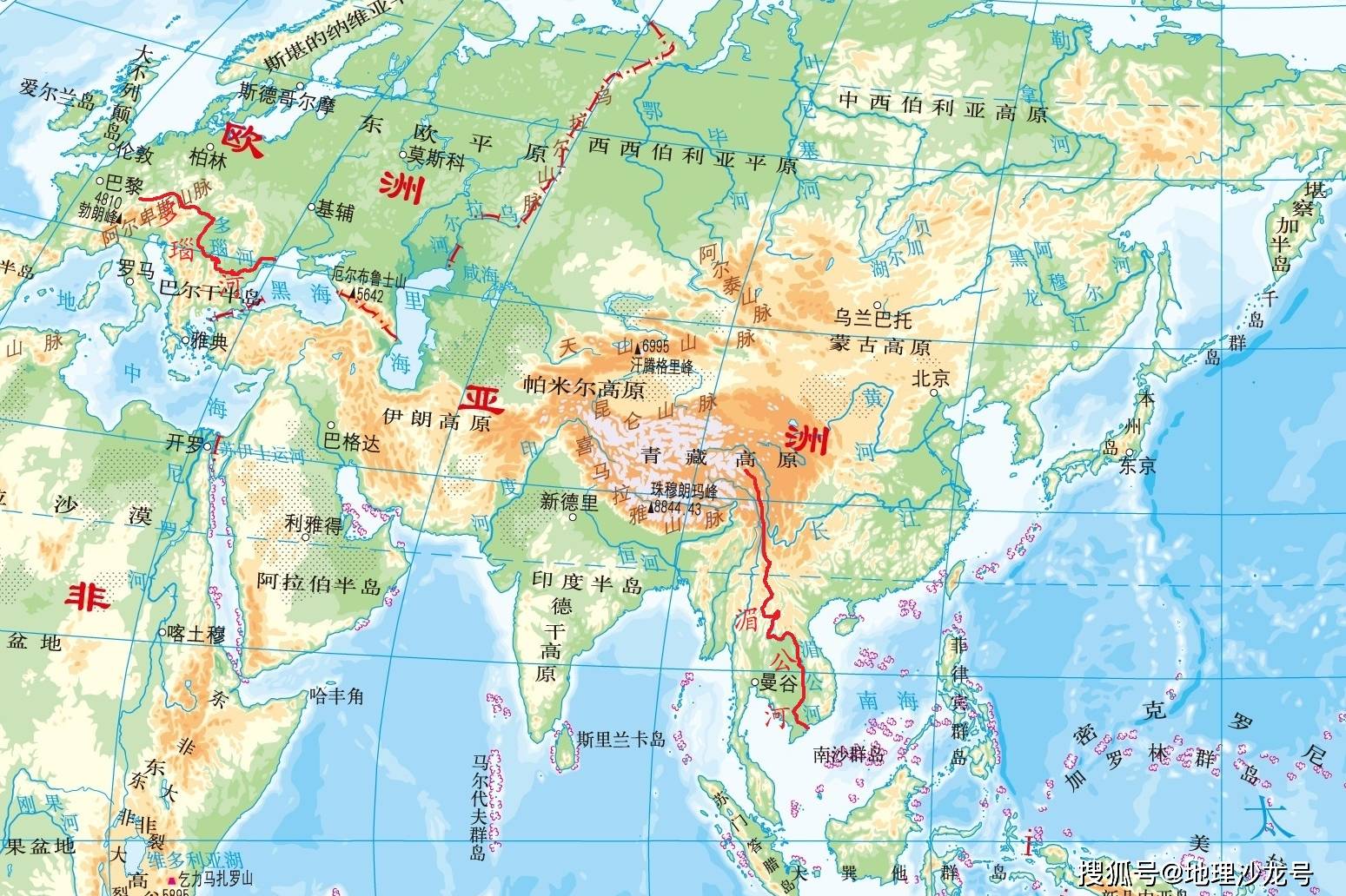 亚洲主要河流分布图片