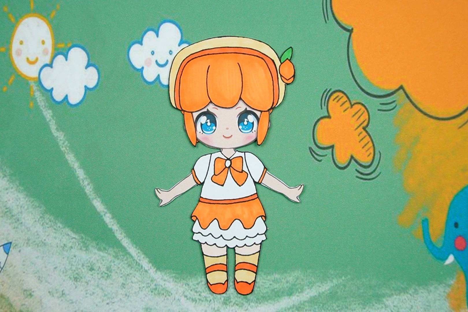 梦境下午茶创意手工纸娃娃女孩小芒果装扮