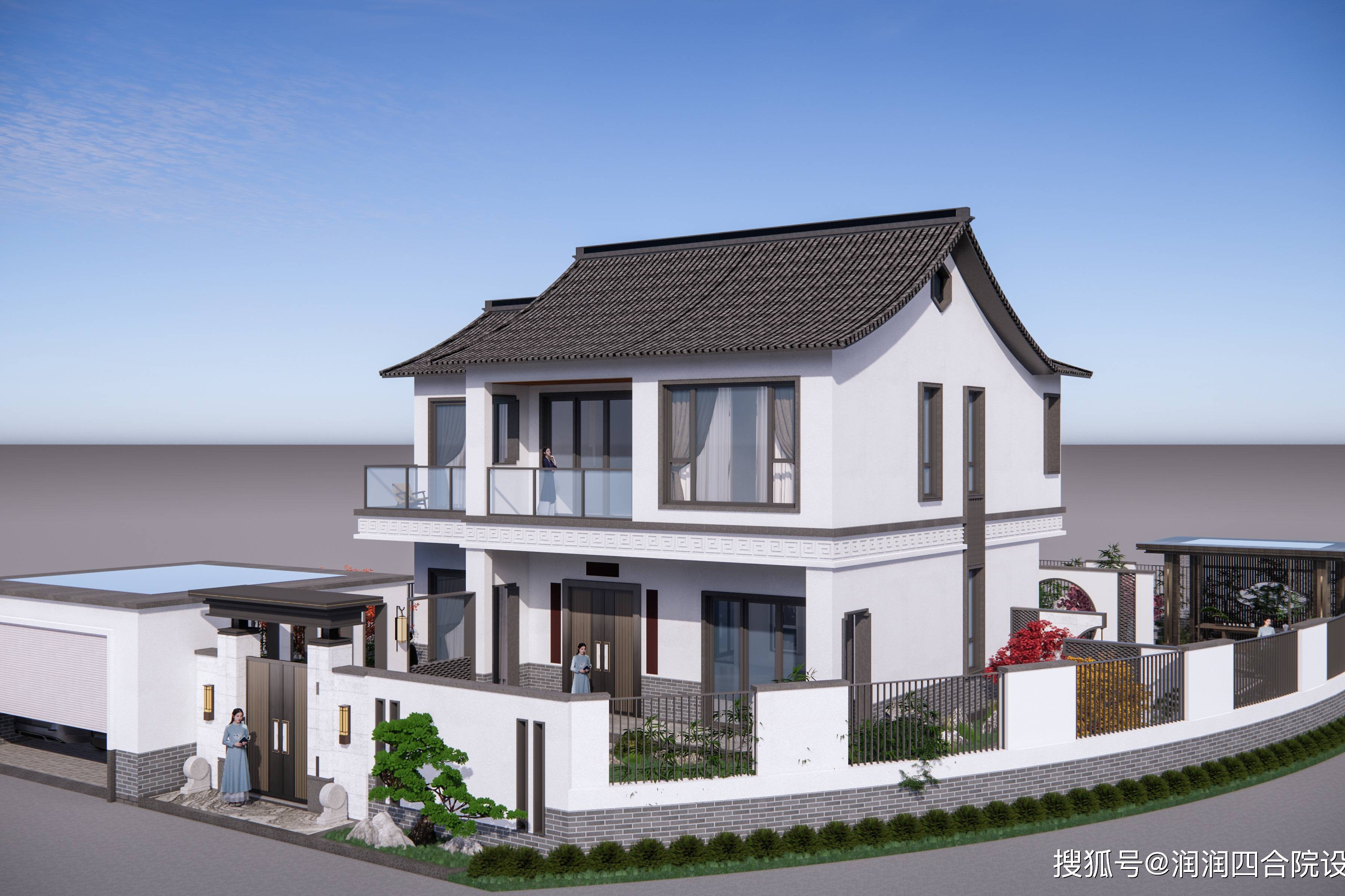 四川农村自建房,120㎡两层新中式别墅,带400㎡精致的庭院_别墅_庭院