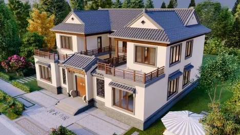 00:10中式三合院别墅农村小院子中式三合院别墅农村小院子,外观大方