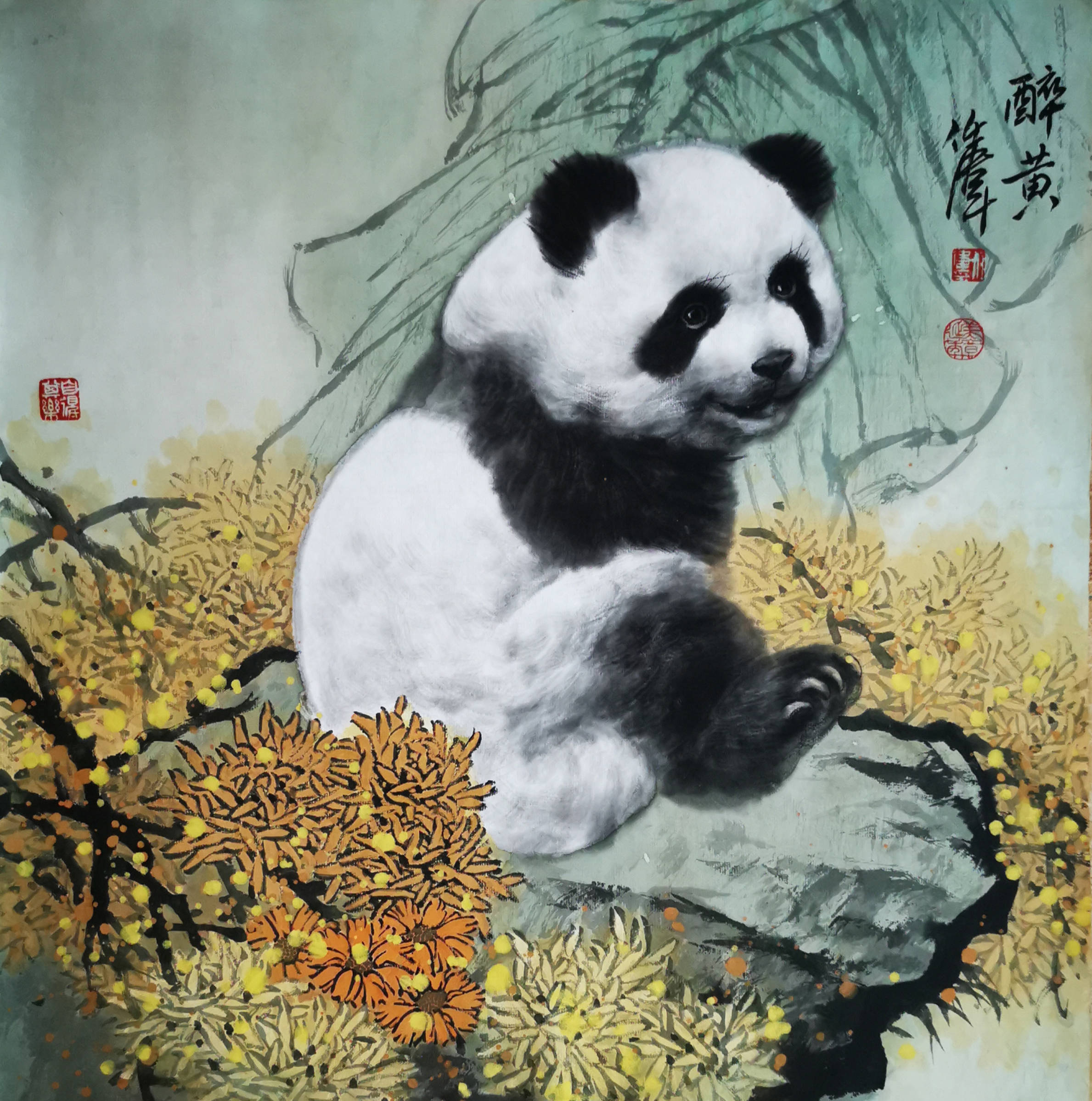 任伟的大熊猫国画作品不断走向国际被巴基斯坦法国德国俄罗斯等