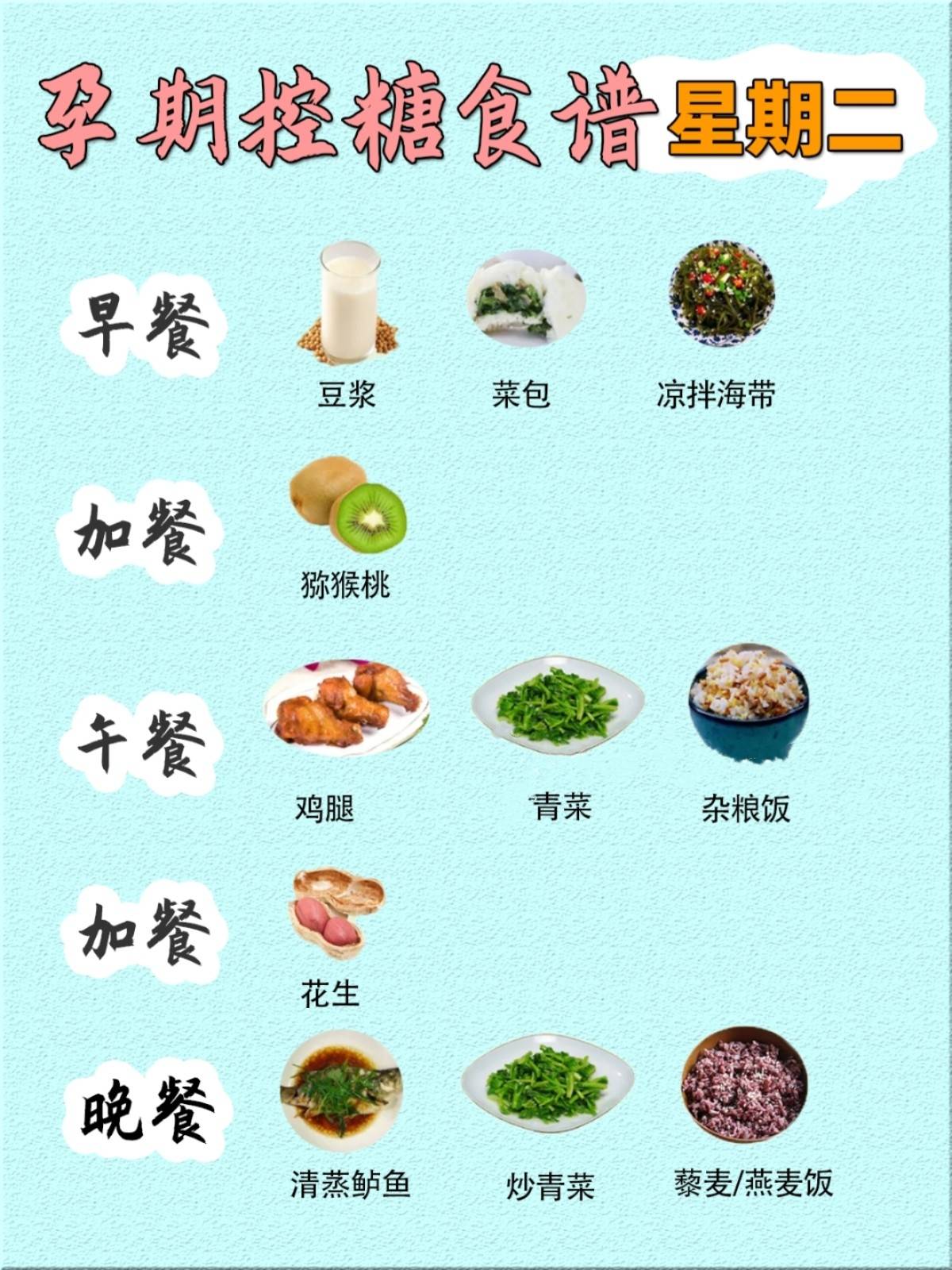 预防妊娠糖尿病孕后期每日控糖食谱