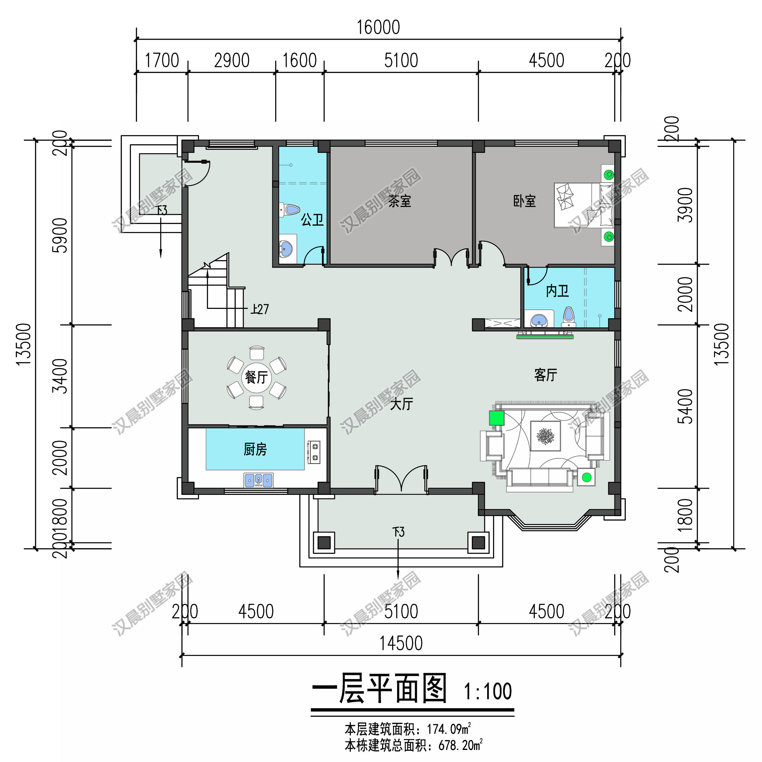 5米別墅圖紙編號:tc431別墅主牆面採用磚紅色面磚,羅馬柱以及轉角柱則