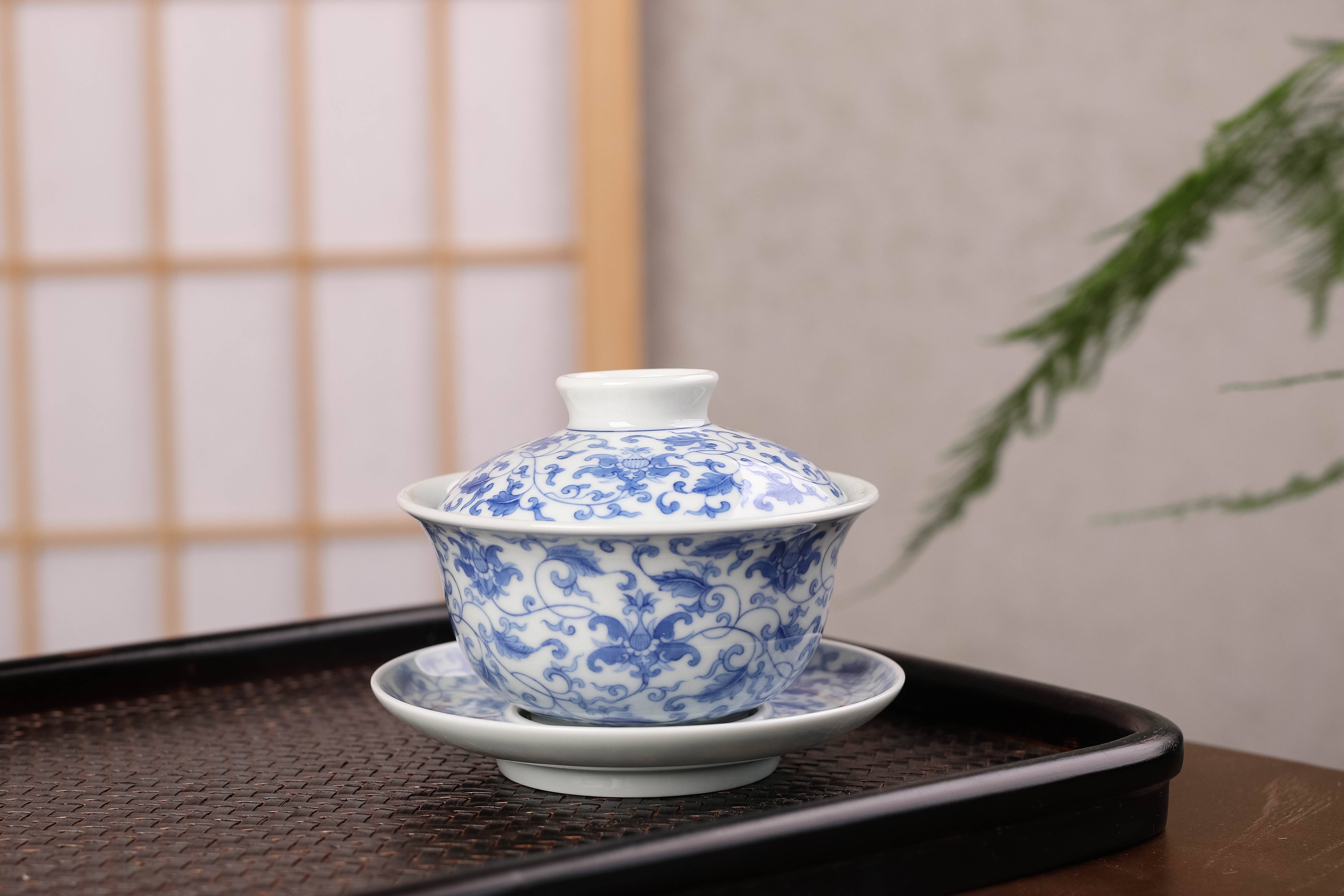 【青花藏韵】| 墨落幽芳 青花缠枝莲纹6头茶具