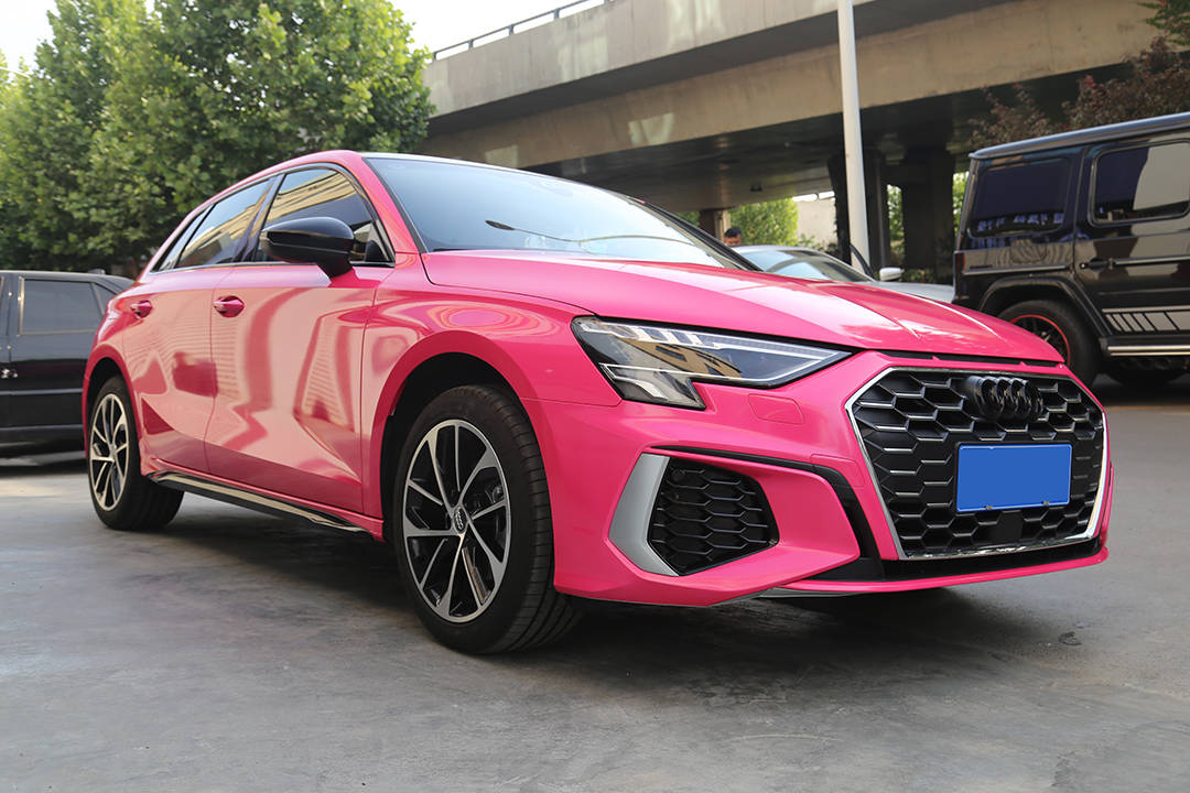 新生开场进击全场奥迪a3济南欧瑟全车改色贴膜珠光粉