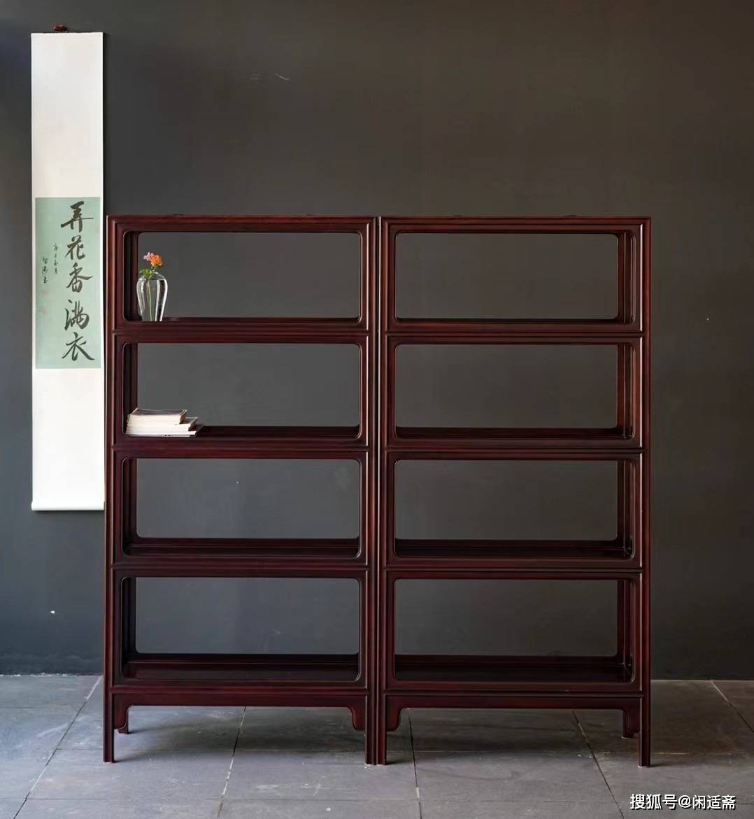 文人空间血檀家具明式书架两件套