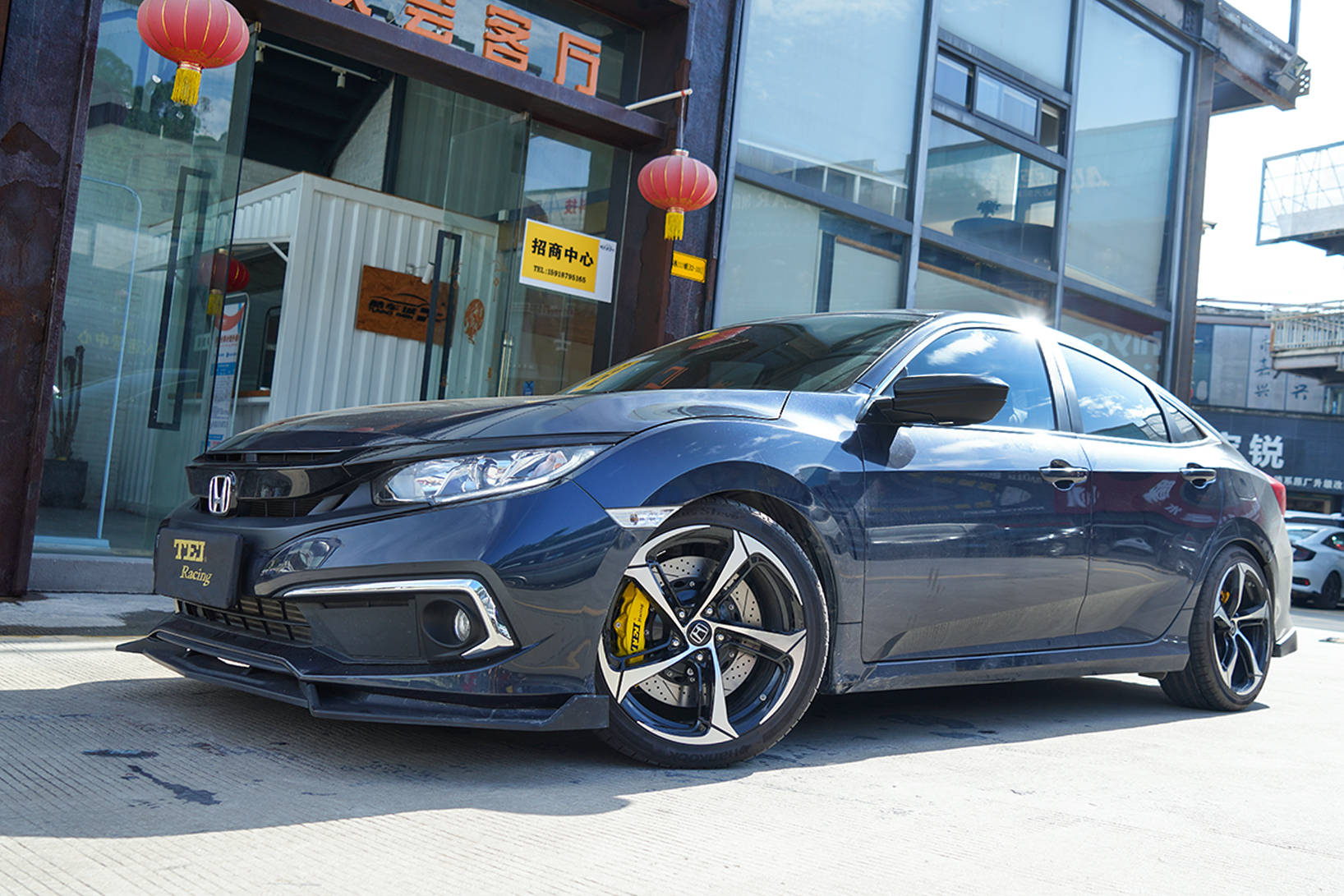 18寸轮毂十代思域前轮刹车改装p40ns四活塞卡钳套