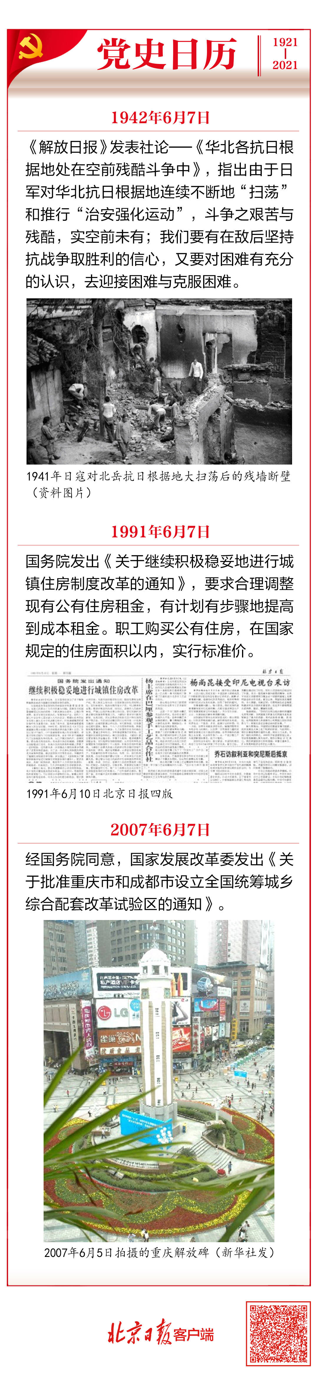 党史日历 6月7日 发表社论 华北各抗日根据地处在空前残酷斗争中