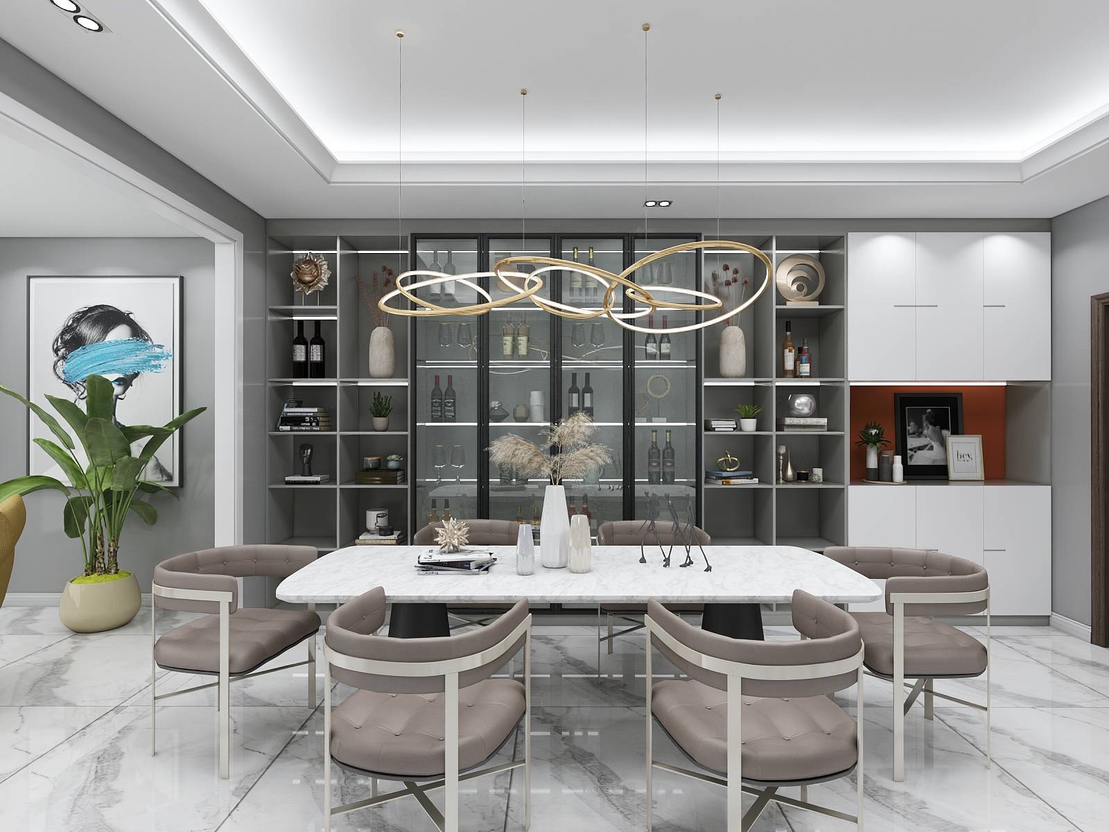 轻奢风酒柜设计效果图