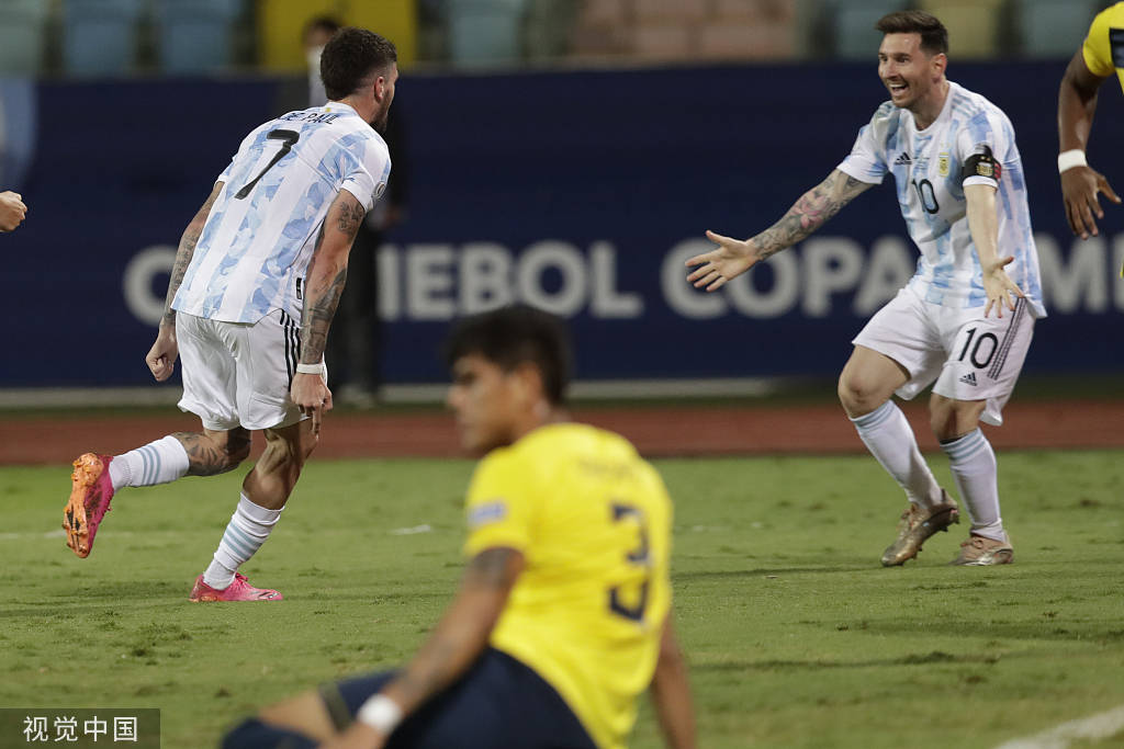 美洲杯-梅西助攻单刀中柱 半场阿根廷1-0厄瓜多尔_林德兹