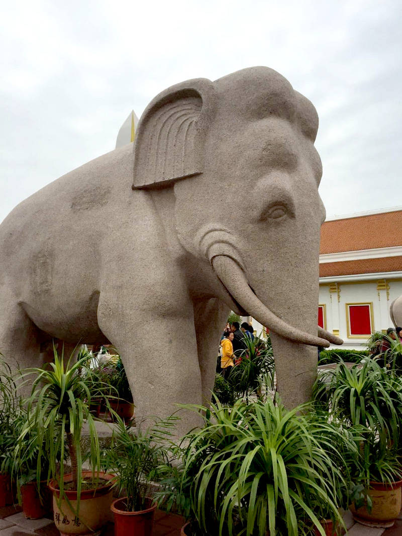 白马寺里的石雕大象造型看着像仿古石雕大象