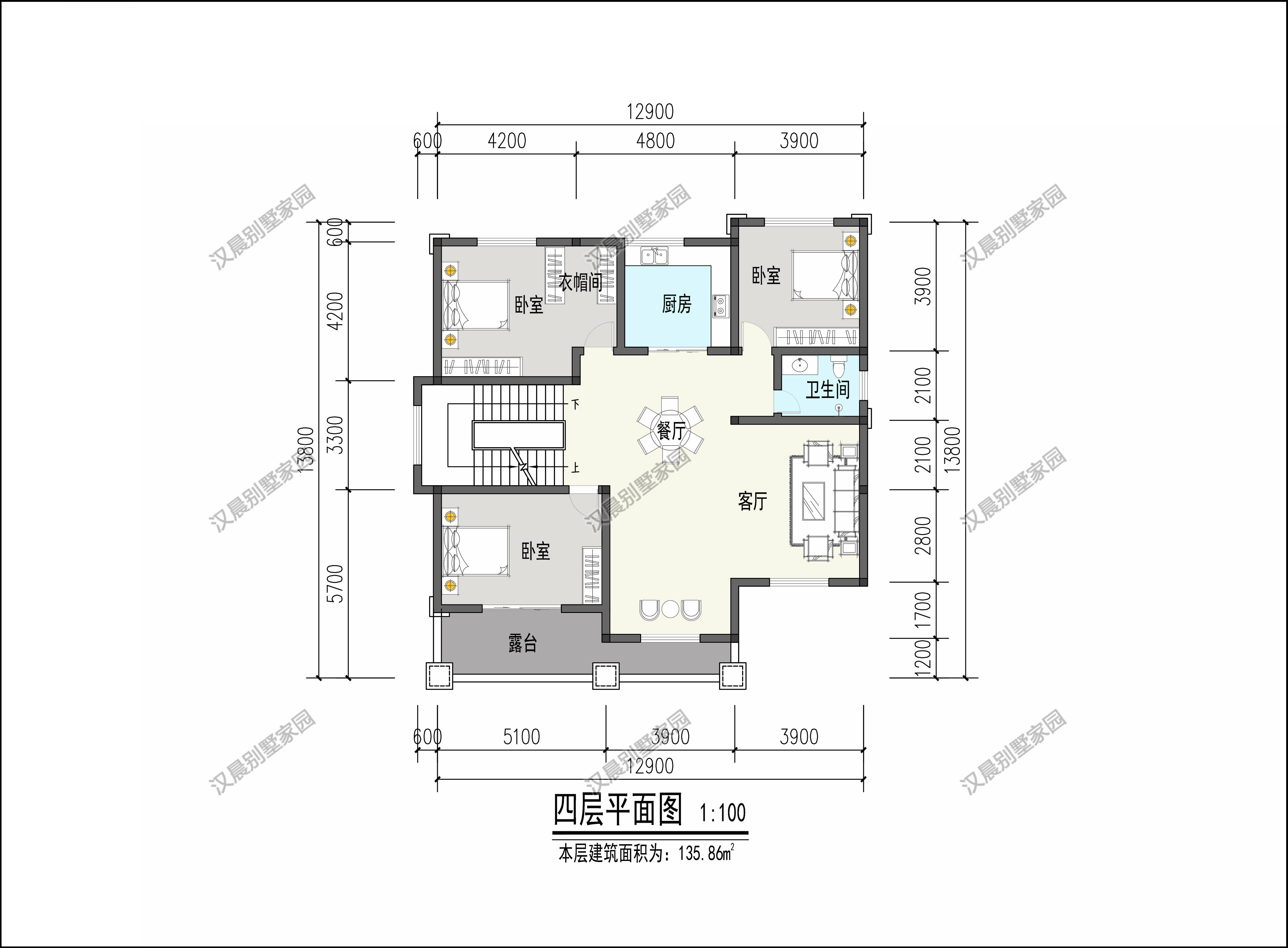 回农村盖一栋四层半别墅,大方时尚有面子_平面