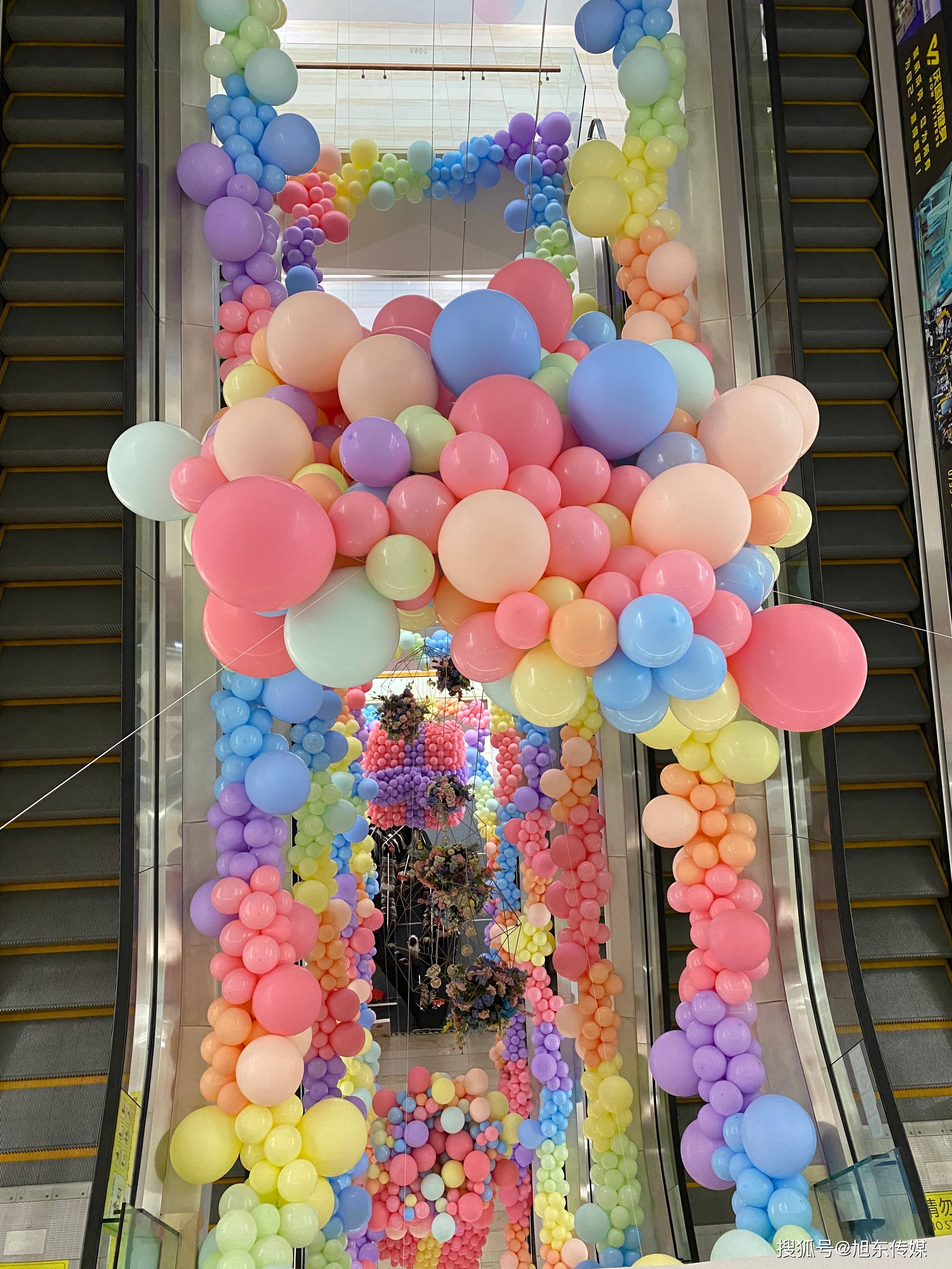 优城4周年美陈气球氛围气球布置深圳气球公司 布置商场