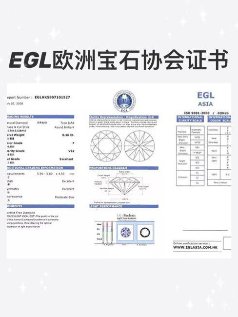 ⑤egl欧洲宝石协会证书主要服务于钻石批发商,零售商.