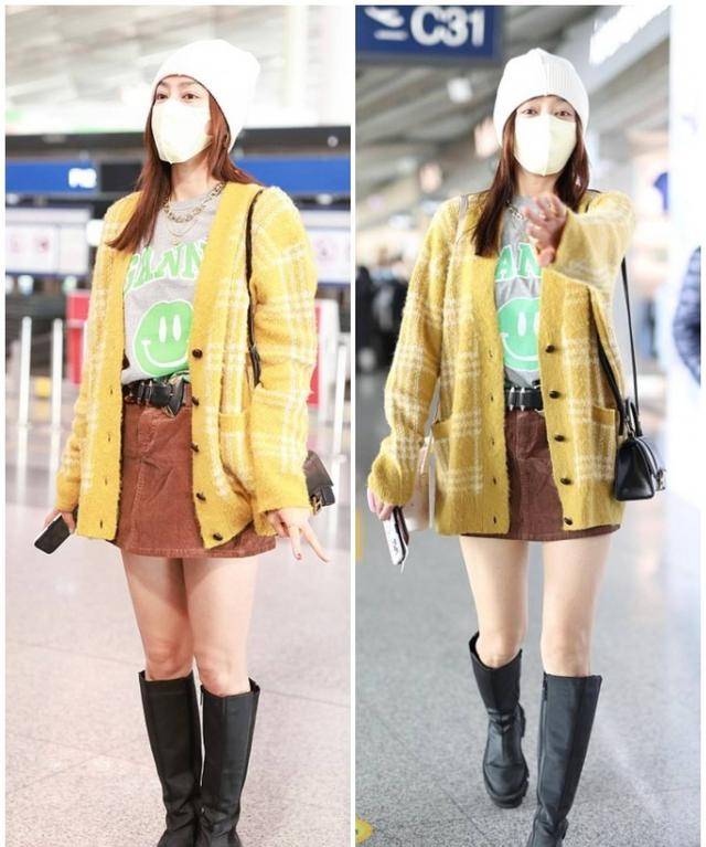 牛仔|秦岚这腿真够细的，穿长靴靴口还有缝，戴大金链子也不显俗气