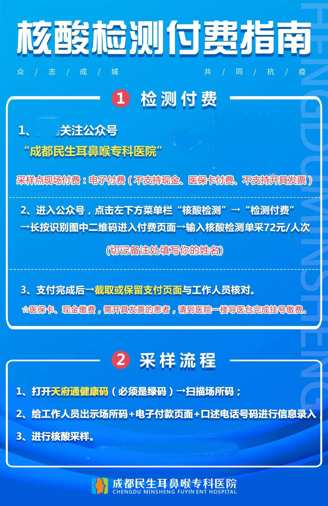 民生|足不出户丨成都民生耳鼻喉医院提供50人起团体核酸检测上门服务