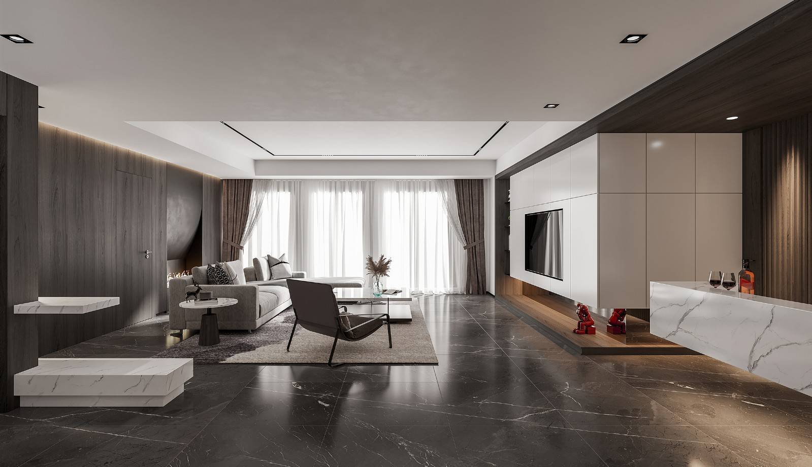 贵阳280平米大平层户型意式现代极简风格装修设计案例