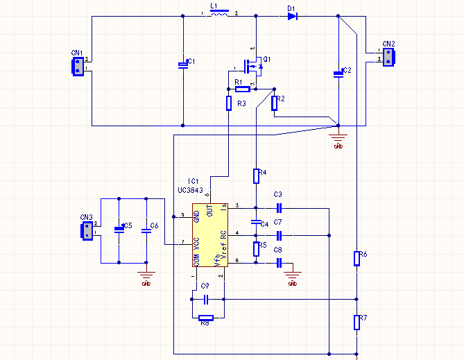 一種uc3843組成的boost升壓電路