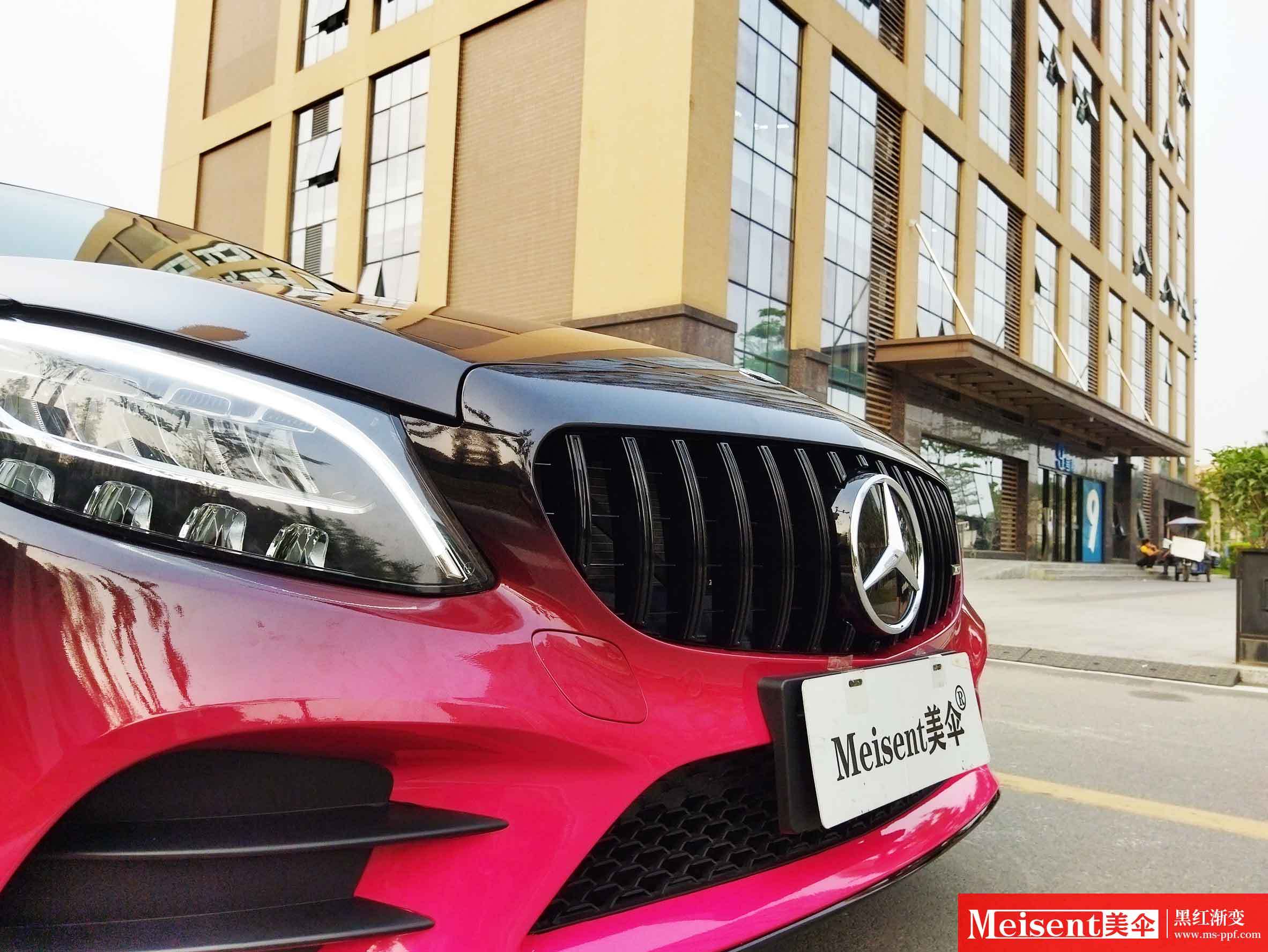 美国meisent美伞进口高端改色膜 黑红渐变--奔驰