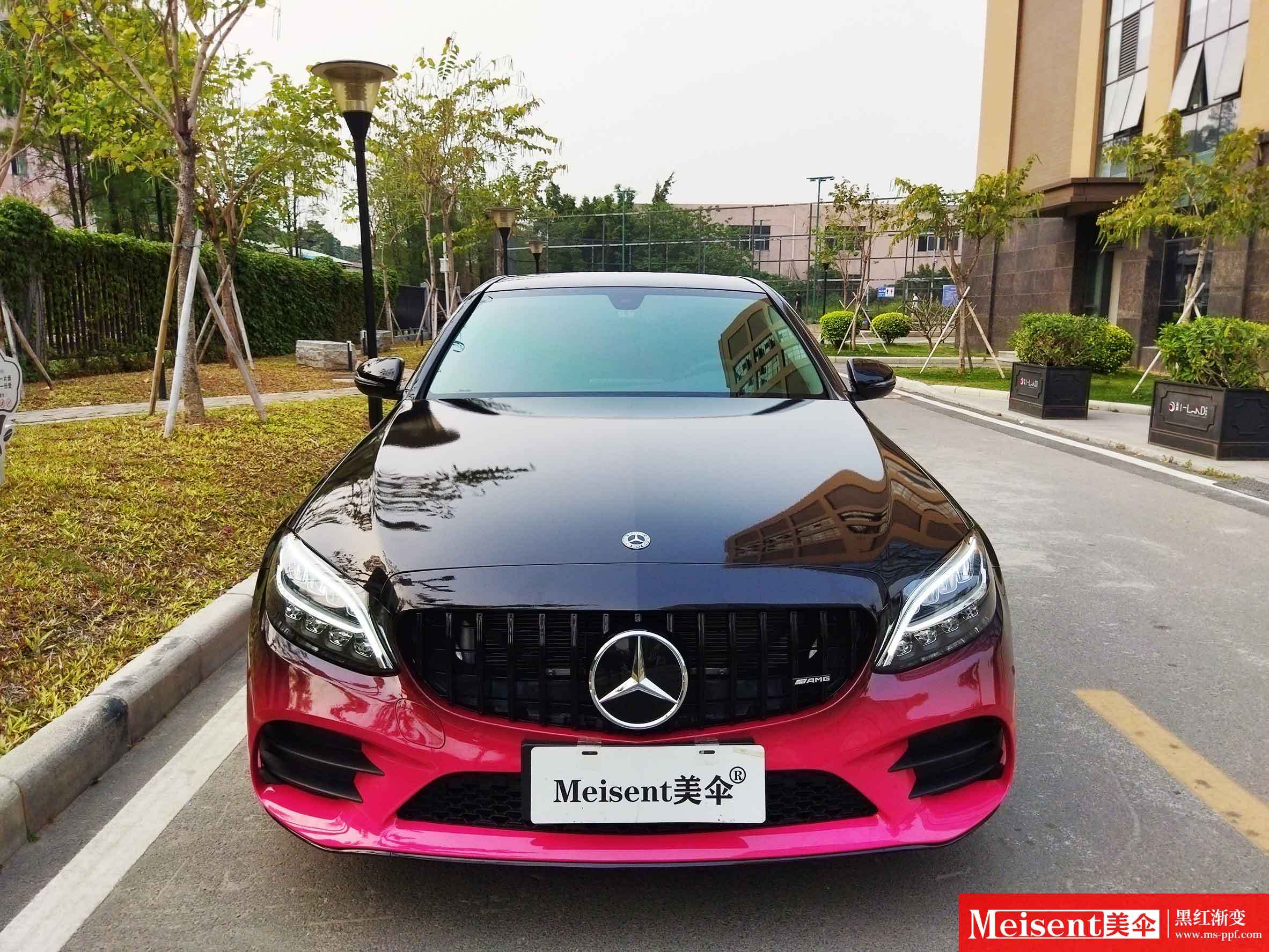 美国meisent美伞进口高端改色膜 黑红渐变--奔驰