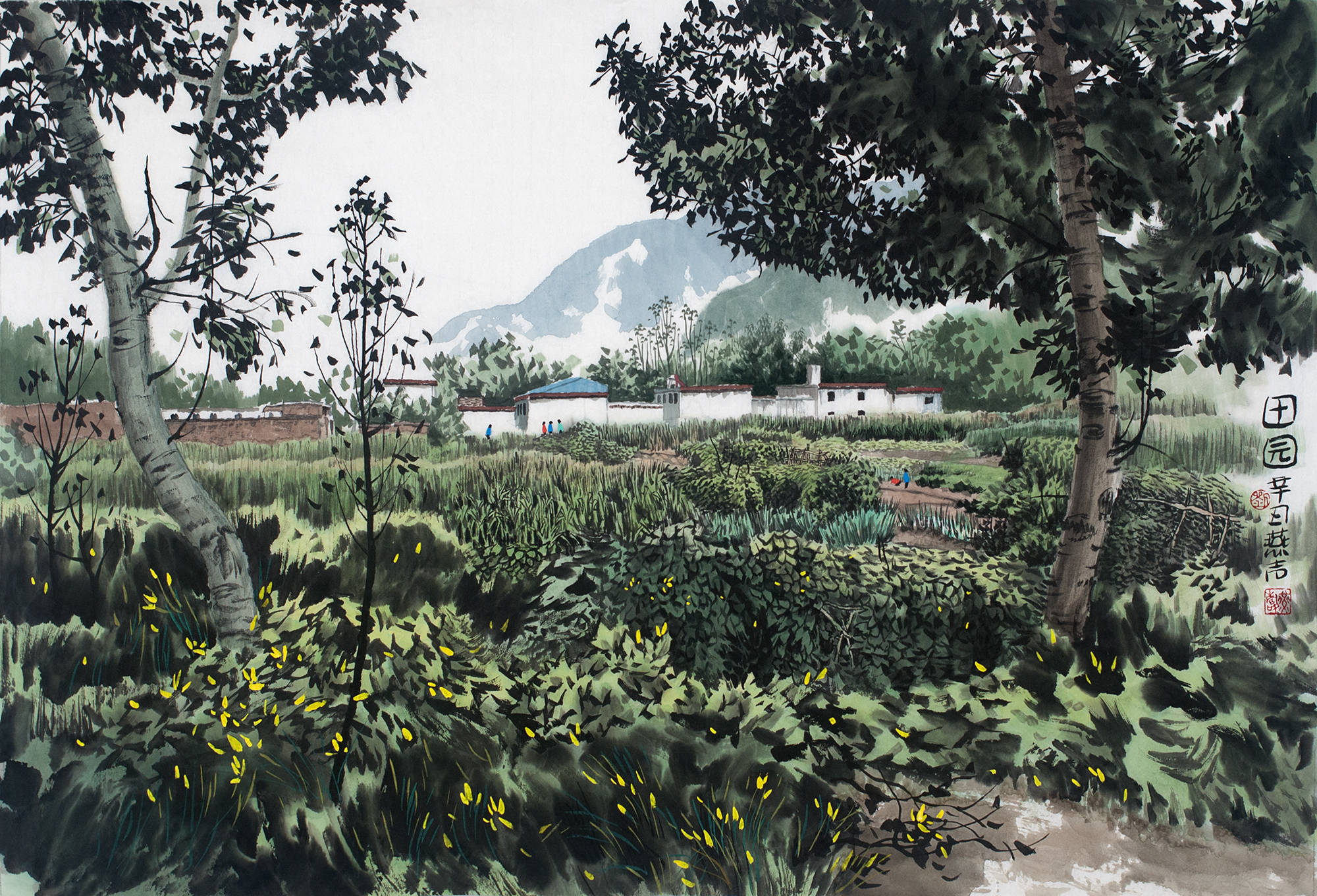 田园清风扑面来,全新笔墨乡土情——刘燕声山水画作品《田园》