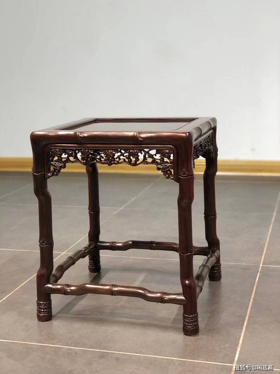 清秀文雅,竹节款方桌套装,大红酸枝红木家具