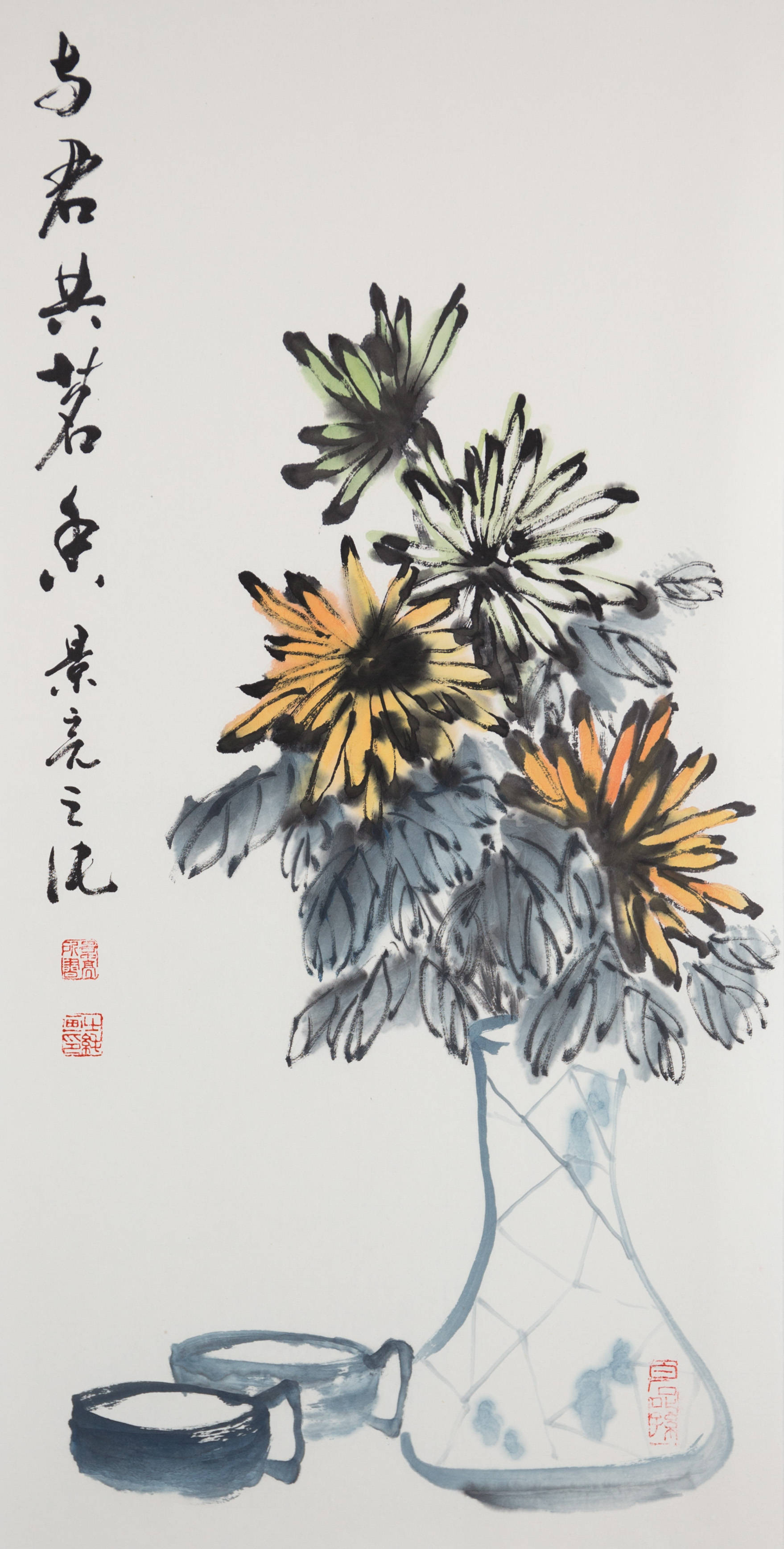 秋日佳赏,来自白石后人熊之纯菊花主题作品