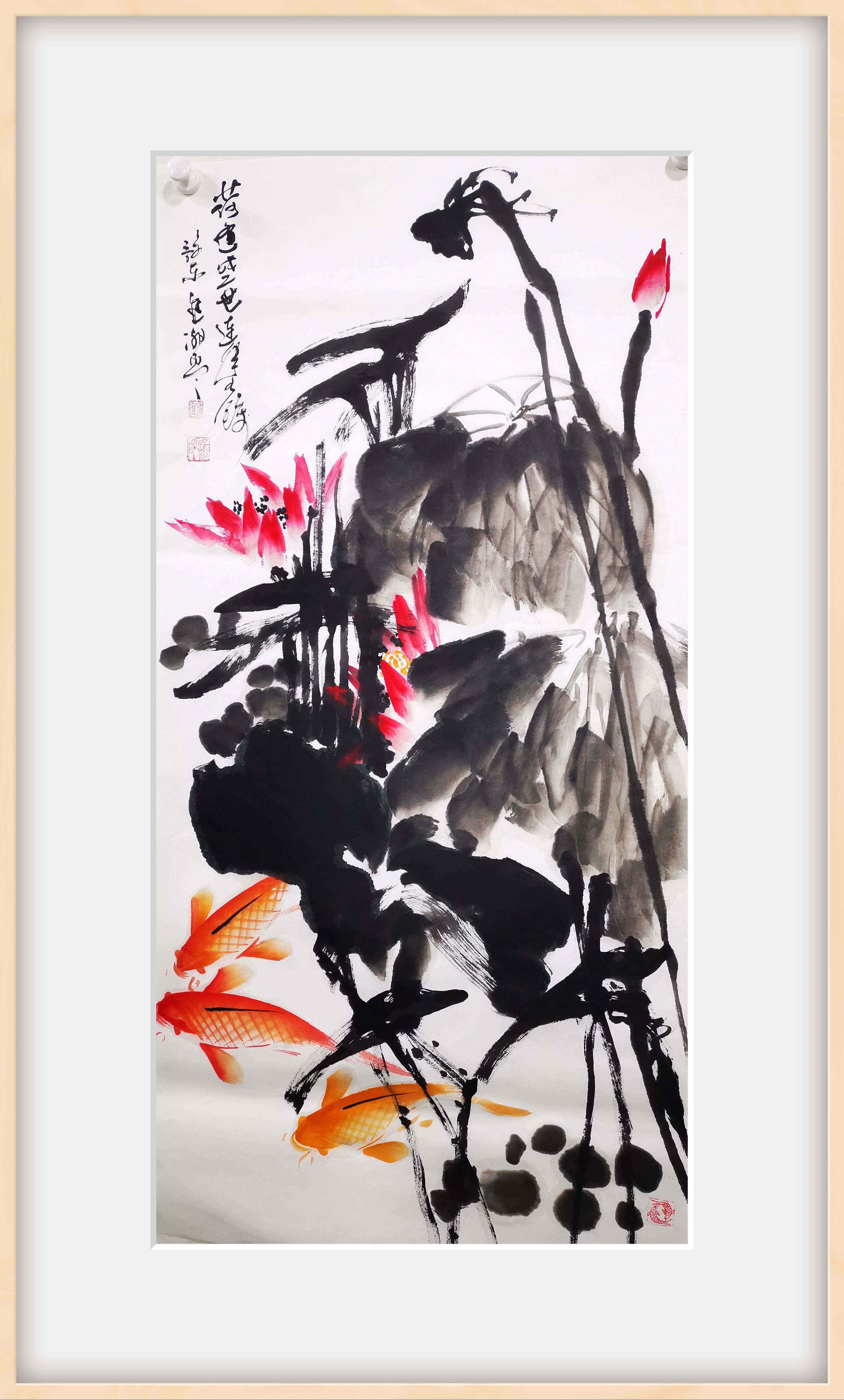 李进潮画家中原一笔画鱼人_国画院_作品_中国