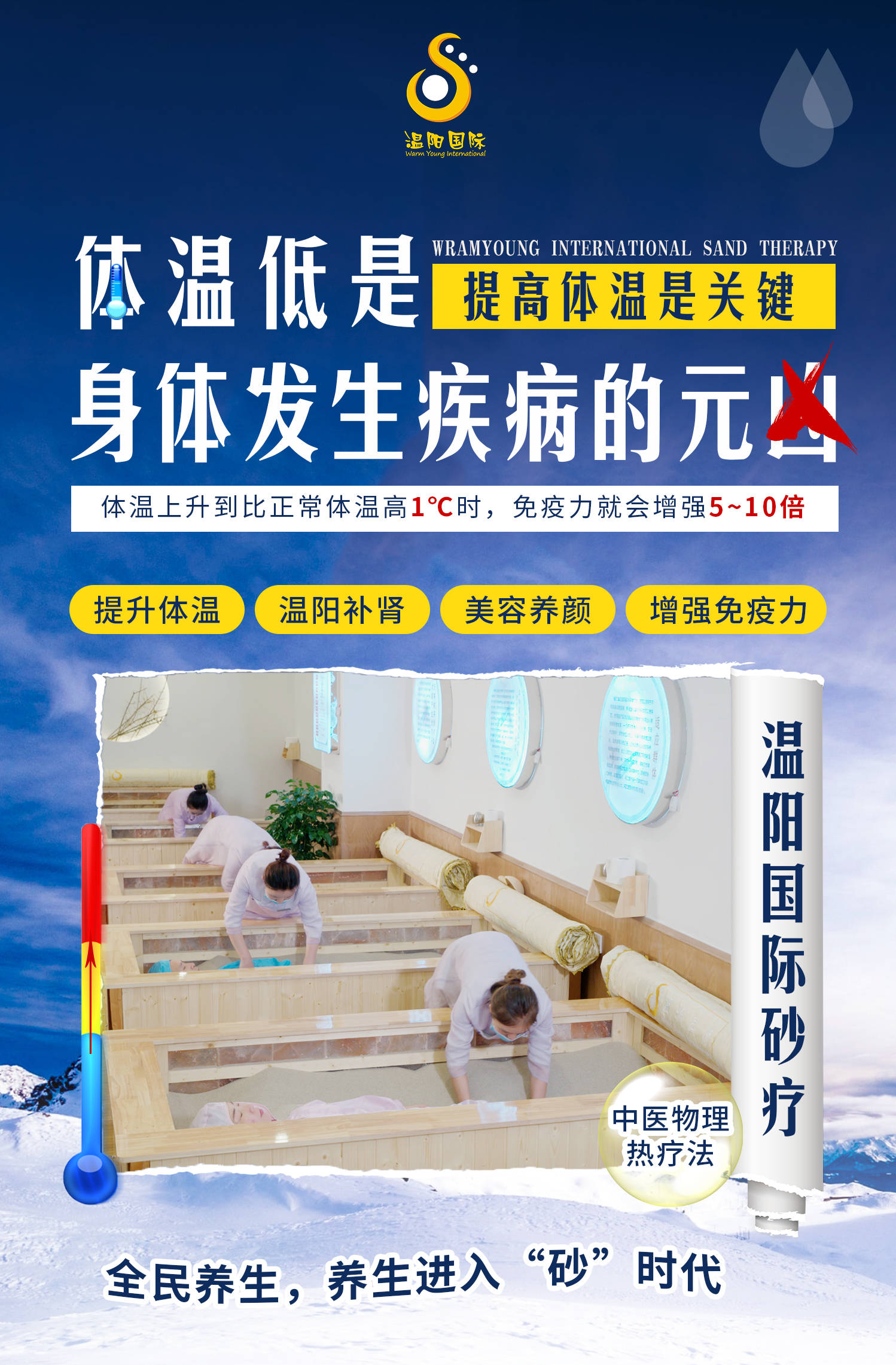 温度决定生老病死体温低了温阳国际砂疗来调理