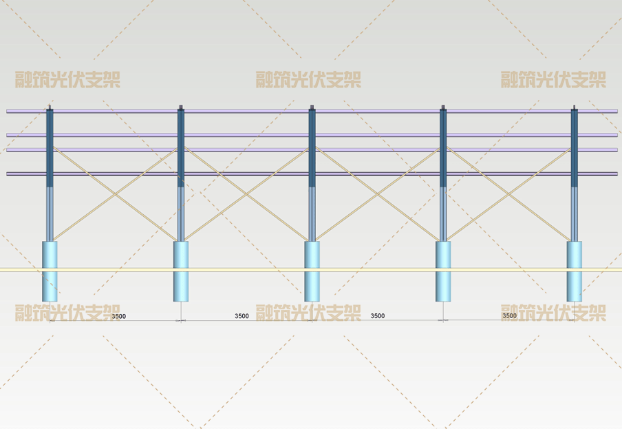 设计案例 单排柱镀铝锌光伏支架