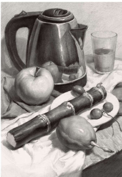 武汉209画室:美术联考丨清楚干净的素描静物_甘蔗_不锈钢_关键词