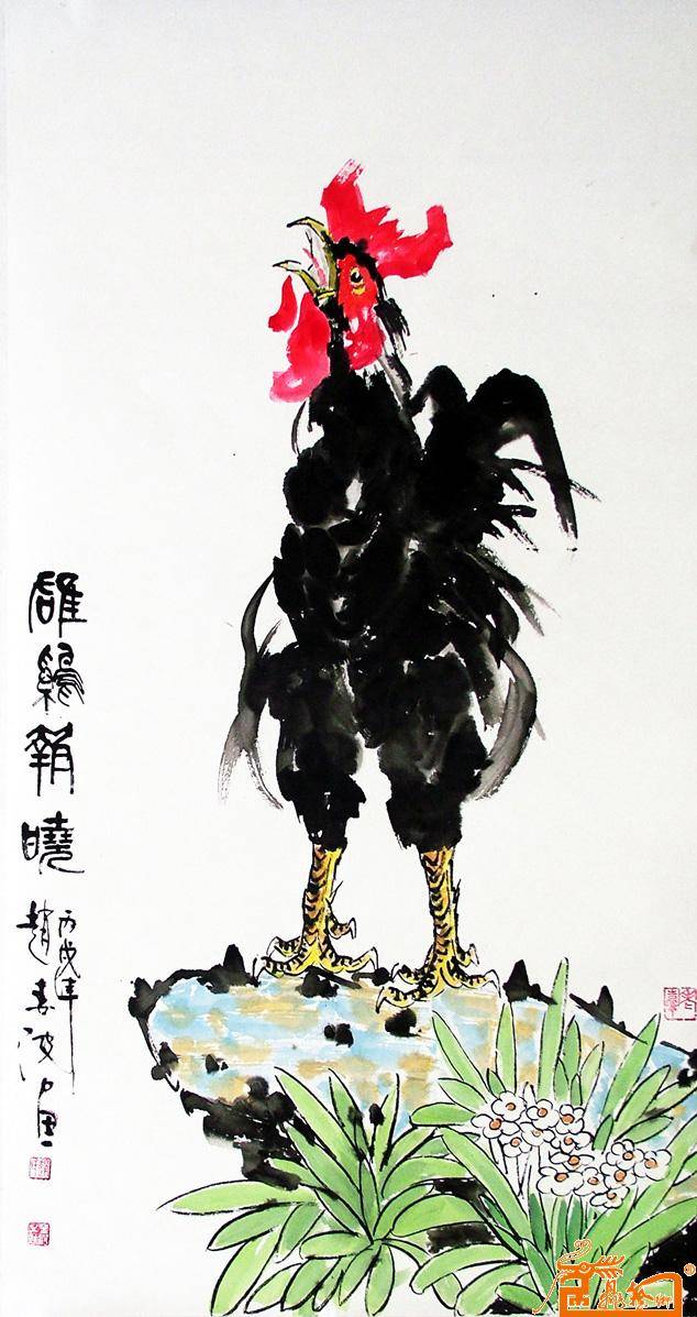 雄鸡与荒鸡七绝平水五首哲夫早年间,曾见李才旺先生画雄鸡图一幅,有感