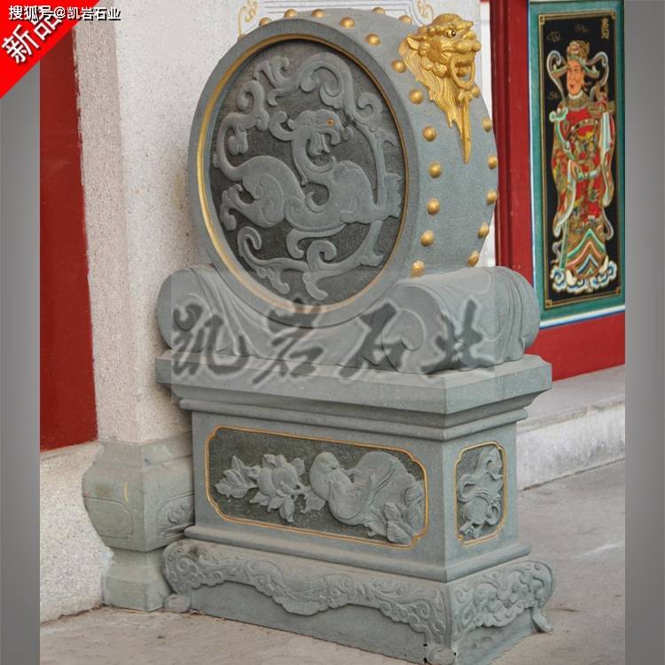 别墅门口石雕抱鼓石门鼓石雕刻_狮子_岩石_图案