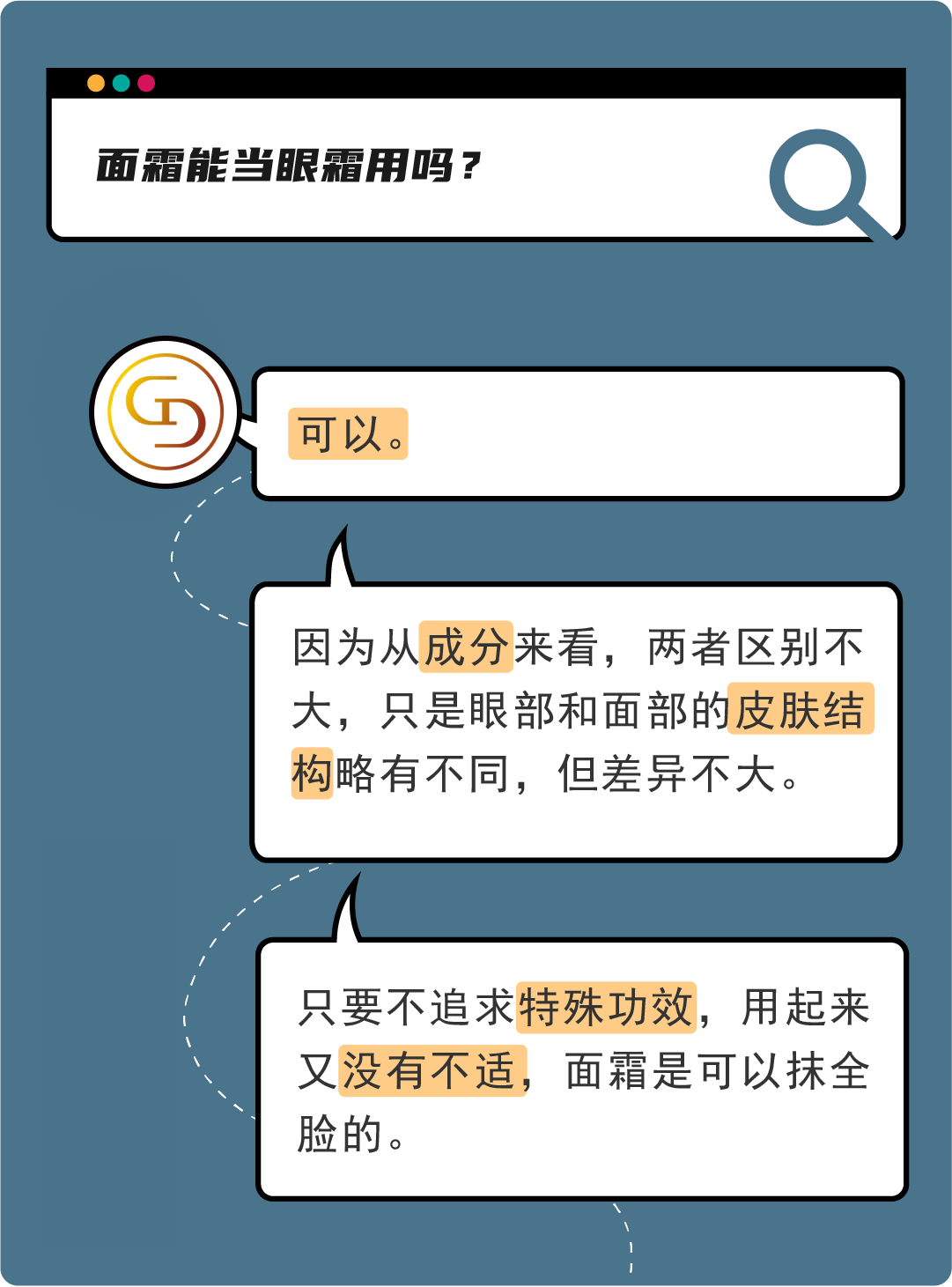 化妆品眼霜能当面霜用吗？