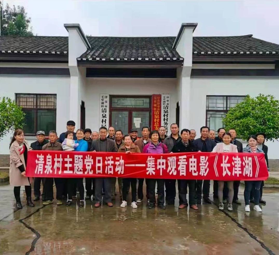 津市市毛里湖镇清泉村开展主题党日活动——集体观看红色电影《长津湖