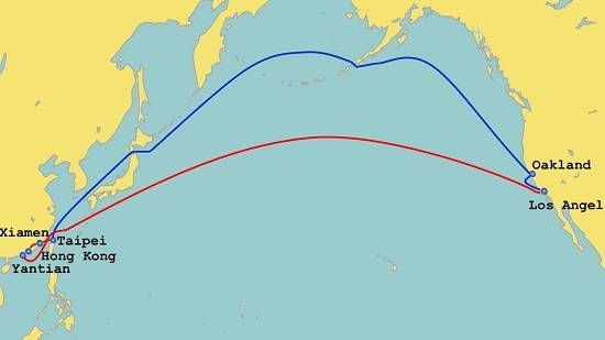 远东到北美航线示意图图片