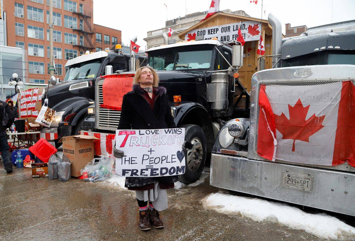 加拿大卡车抗议图片
