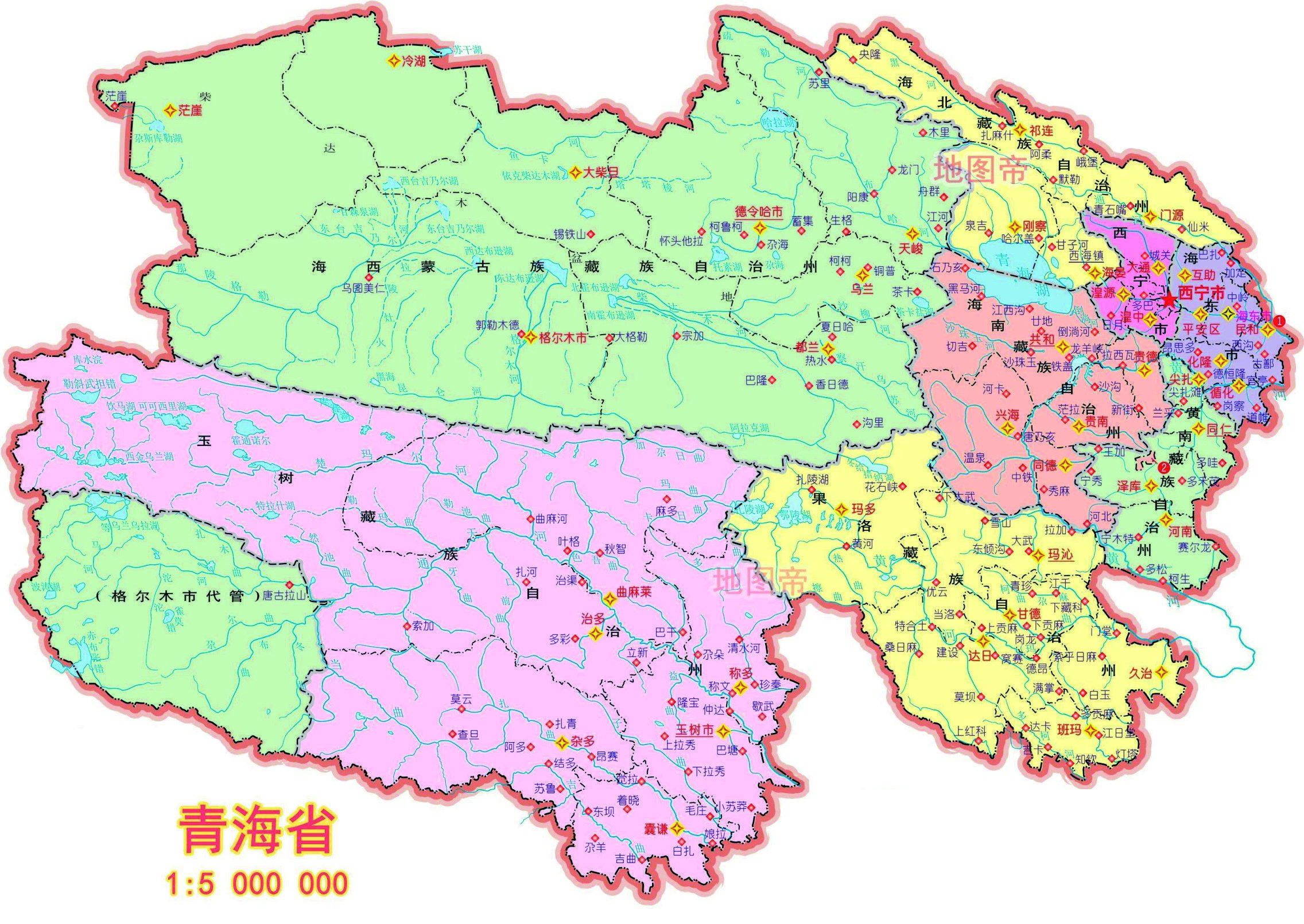 1,青海省:因为我国最大的湖泊是青海湖,此外长江和黄河都从青海发源并