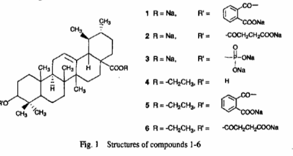 醇(a-amyrin)型或称乌斯烷(ursane)型五环三萜类化合物,与齐墩果酸互