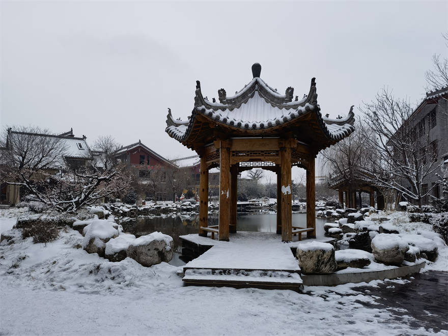 凉亭雪景图片