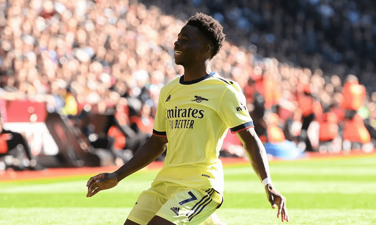 高清图萨卡破门激情滑跪庆祝枪手小将强势护球