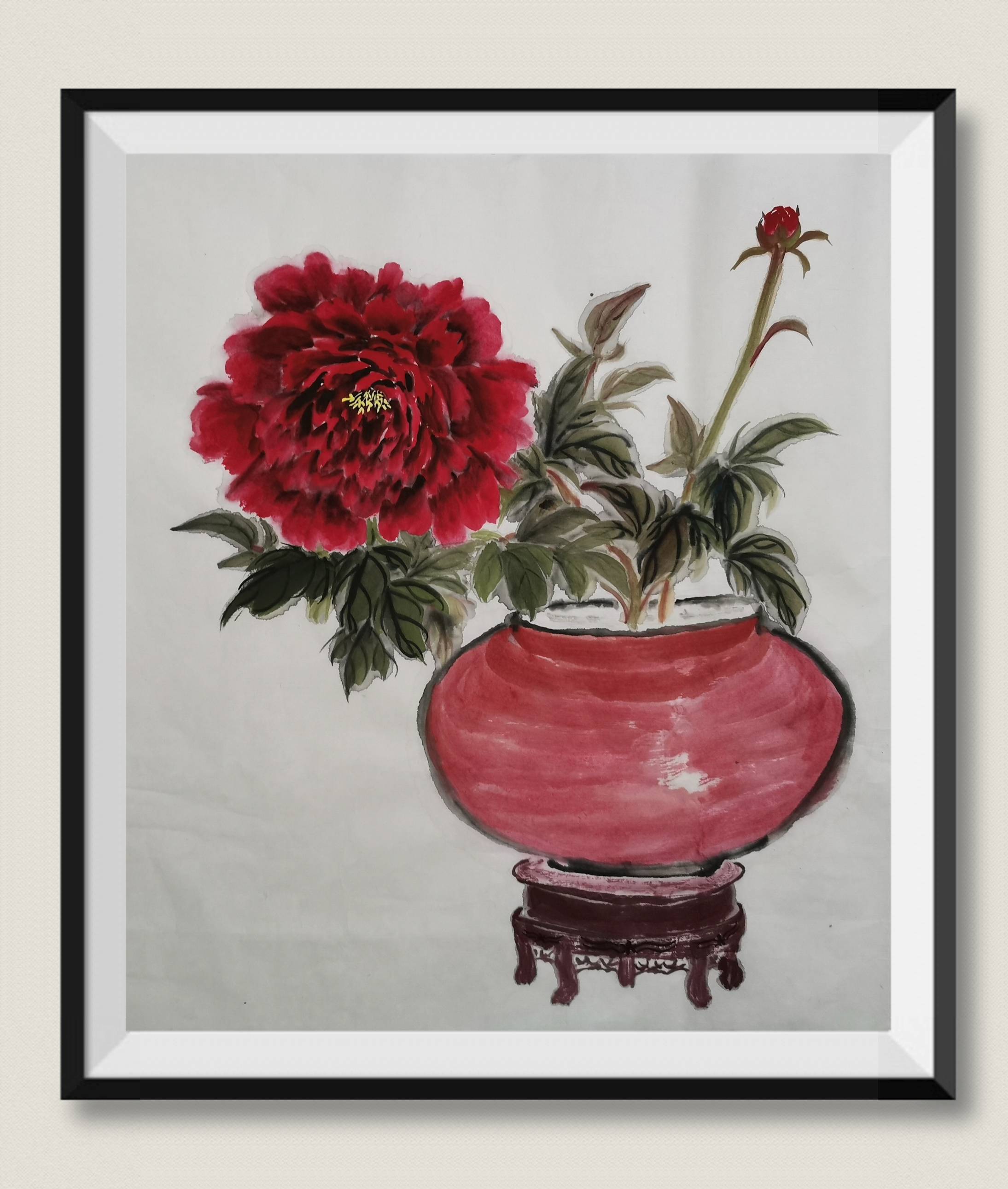 王美云国画小写意牡丹-搜狐大视野-搜狐新闻