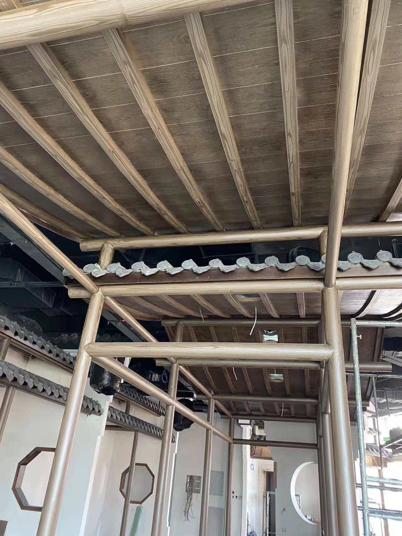 山东青岛商超海鲜岛仿古建筑仿木纹漆完工效果-搜狐大视野-搜狐新闻