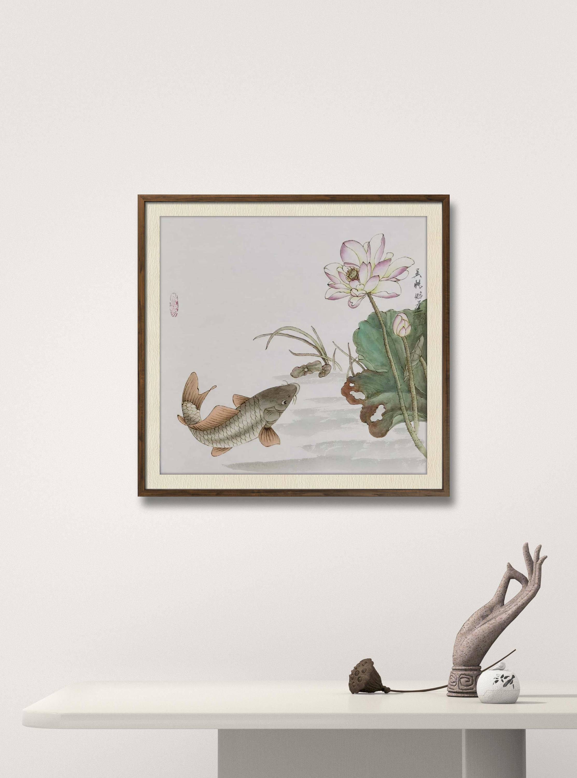 大文创研究院 吴帆 这组 荷花鲤鱼挂家中,可改善家中风水_作品_文化