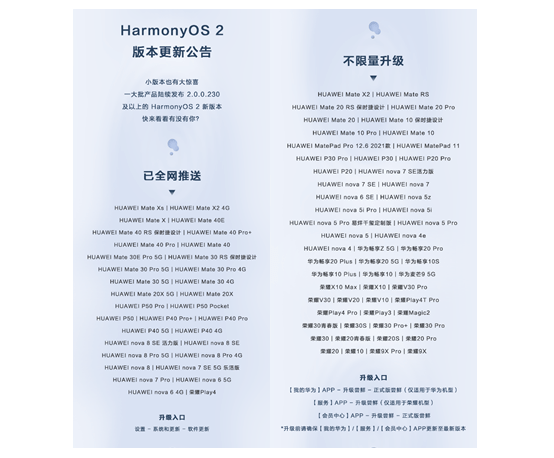 華為向多款機型用戶推送HarmonyOS 2重要更新，多項功能升級