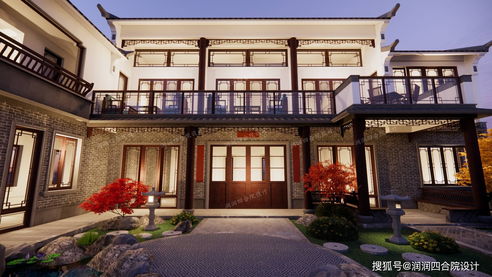 河南农村自建两层中式合院别墅20×20设计效果图-搜狐大视野-搜狐新闻