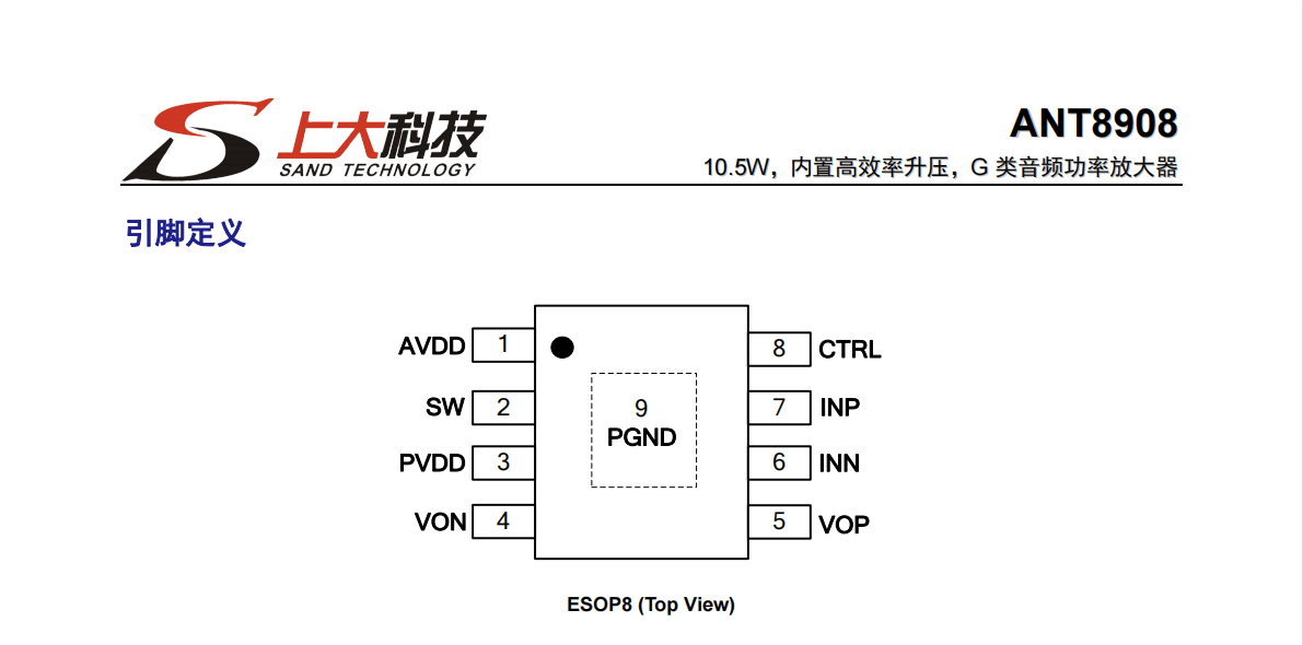 d类及双模音频功放芯片:ant8110,ant8105,ant8120,at8025,at8030,at